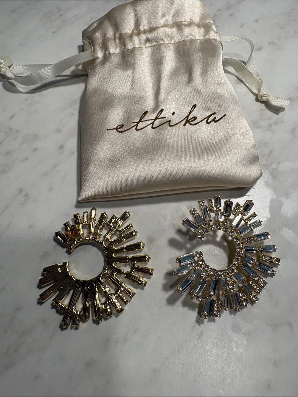 ettika Open Circle Stardust Earrings in 18K Gold Plate - Picture 4 of 4